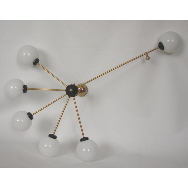Vintage Brass and Glass Chandelier from Stilnovo, 1960s For Sale - Image 4 of 9