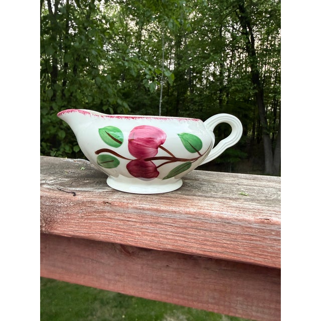 Mid-Century Modern Vintage Mid-Century Blue Ridge Southern Potteries "Crab Apple" Hand-Painted Ceramic Gravy Boat For Sale - Image 3 of 9
