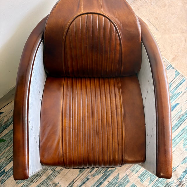 1990s Stunning Aviator Leather & Aluminum Lounge Chairs – Pair For Sale - Image 10 of 10