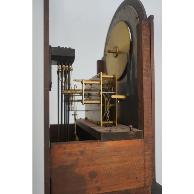 Colonial Simon Willard Federal Inlaid Mahogany Grandfather Clock For Sale - Image 16 of 18