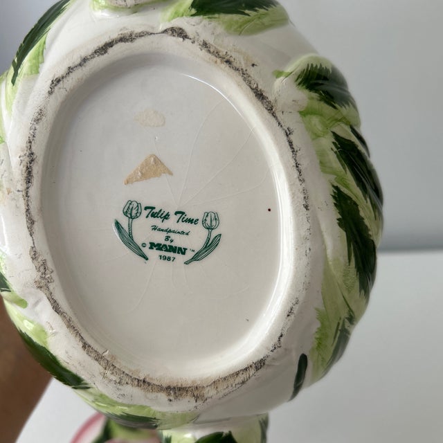 Ceramic Vintage Mid-Century Modern Hand Painted Ceramic Tulip Teapot For Sale - Image 7 of 7