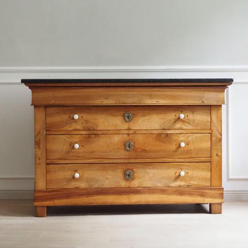Antique Louis-Philippe Chest of Drawers with Black Marble Top, 1850 For Sale - Image 13 of 18