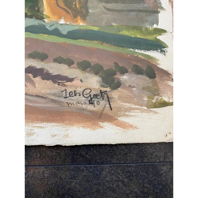 Modern Isaac Charles Goetz, Geneva's Landscape: Villa in Front of the Salève, 1940, Artwork on Paper For Sale - Image 3 of 6