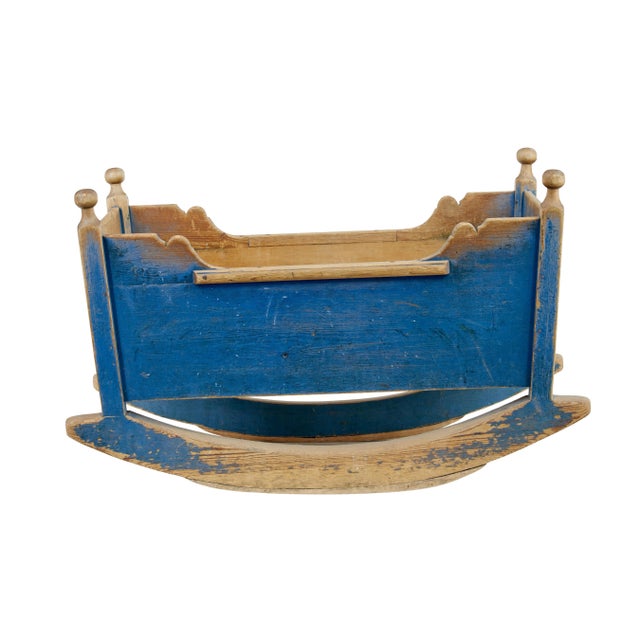 Antique Swedish Painted Pine Cradle, 1860 For Sale - Image 3 of 7