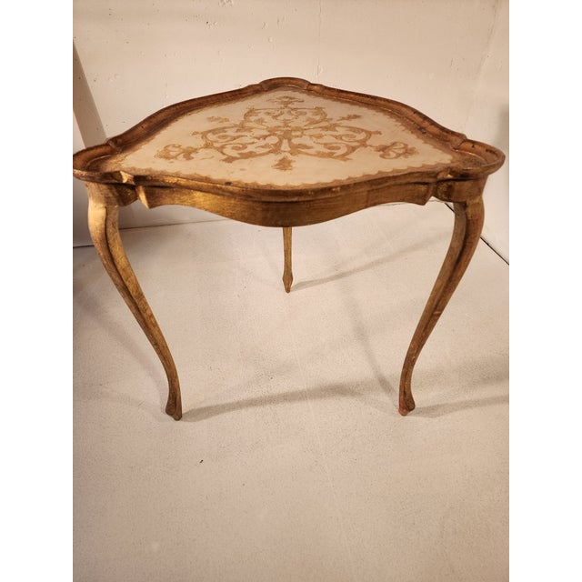 1950s Italian Florentine Gold Leaf Table For Sale - Image 4 of 6