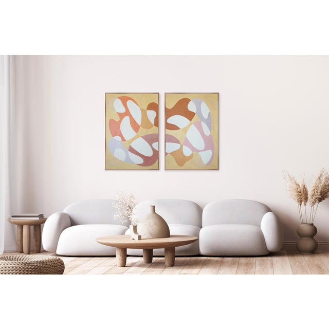 2026, Mid Century Modern Painting, Abstract Diptych in Sandy Tones, Allegory of the Cave, Acrylic Paint on Watercolor Paper by Ryan Rivadeneyra For Sale In Miami - Image 6 of 9