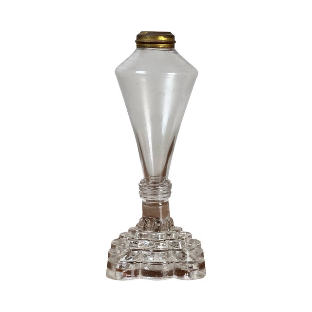 Glass Attributed Boston & Sandwich Pressed Glass Boudoir Fluid Lamp, Circa 1850 For Sale - Image 7 of 7