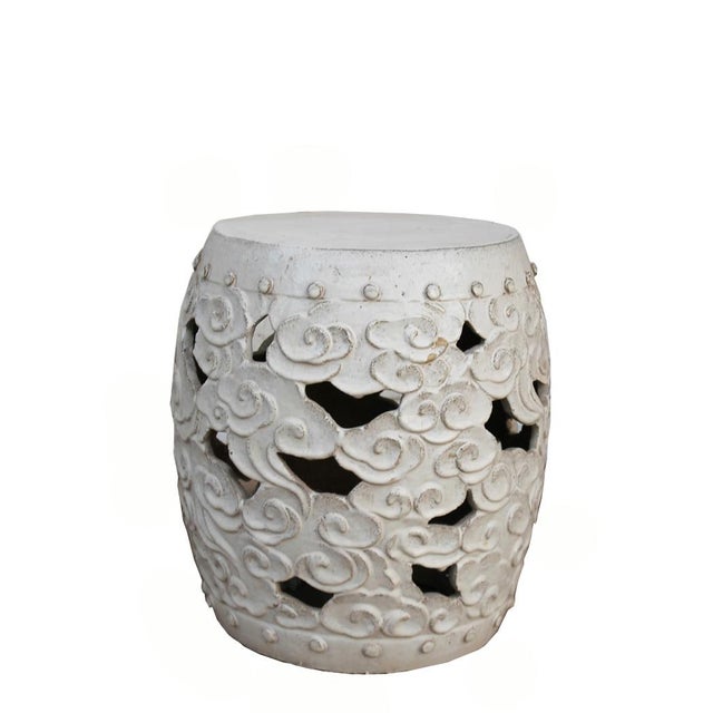 White Ceramic Garden Stool Chairish