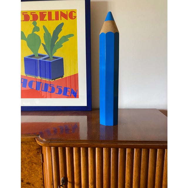 Vintage Blue Pencil Table Lamp by Michel Aroutcheff, 1980s For Sale - Image 11 of 12