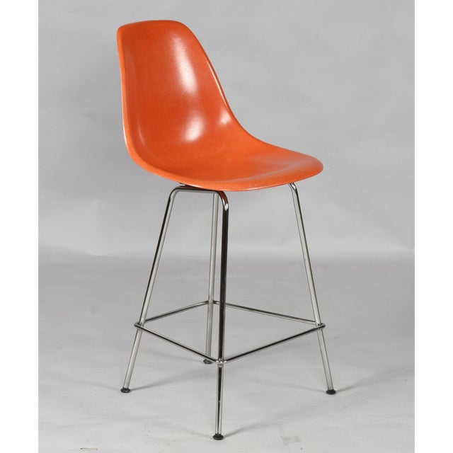 Charles Eames for Herman Miller Orange Fiberglass Counter Height Stools For Sale - Image 11 of 18