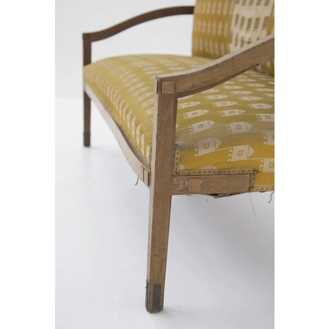 Metal Vintage Fabric and Brass Wooden Sofa, 1950s For Sale - Image 7 of 10