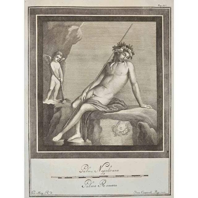 Giovanni Elia Morghen, Ancient Roman Fresco Herculaneum, Original Etching, 18th Century For Sale