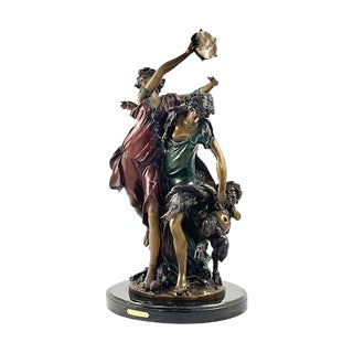 Large 20th Century French Bronze of Dancing Figures with Tambourine For Sale