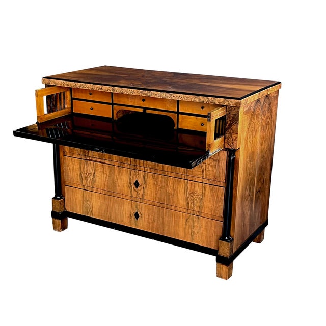 Early 19th Century German Biedermeier Black Walnut and Ebonized Chest of Drawers For Sale - Image 5 of 8