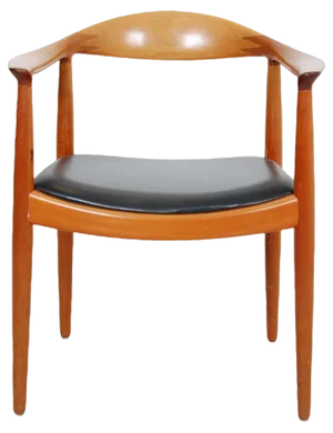 The Chair in Mahogany and Black Leather from Hans Wegner