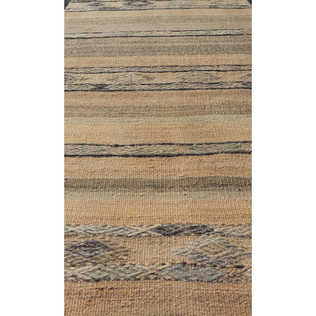 Shabby Chic Vintage Turkish Kilim Runner With Earthy Tones and Intricate Geometric Designs 2'6 X 6'8 For Sale - Image 3 of 10