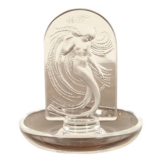 Lalique "Naiade" Art Deco Crystal Ring Dish For Sale