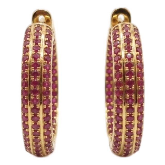 Natural 18k Gold Ruby 1.51ct Stud Earrings, Timeless Elegance For Sale
