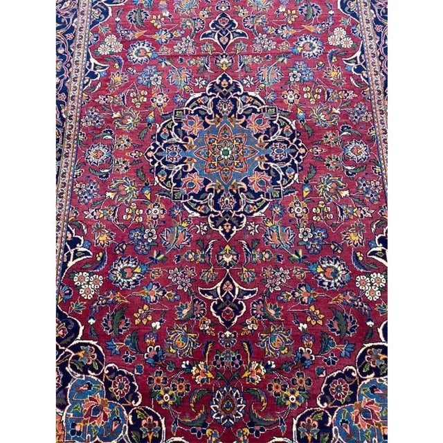 1960s Old Persian Kashan Area Rug 4’5″ X 7’0″ For Sale In Dallas - Image 6 of 11