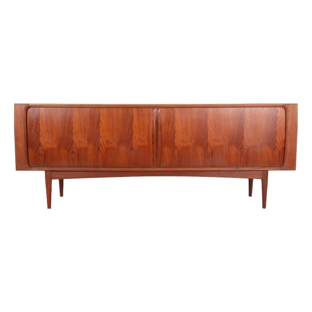 Danish Teak Sideboard with Tambour Doors by Bernhard Pedersen & Søn, 1960s For Sale