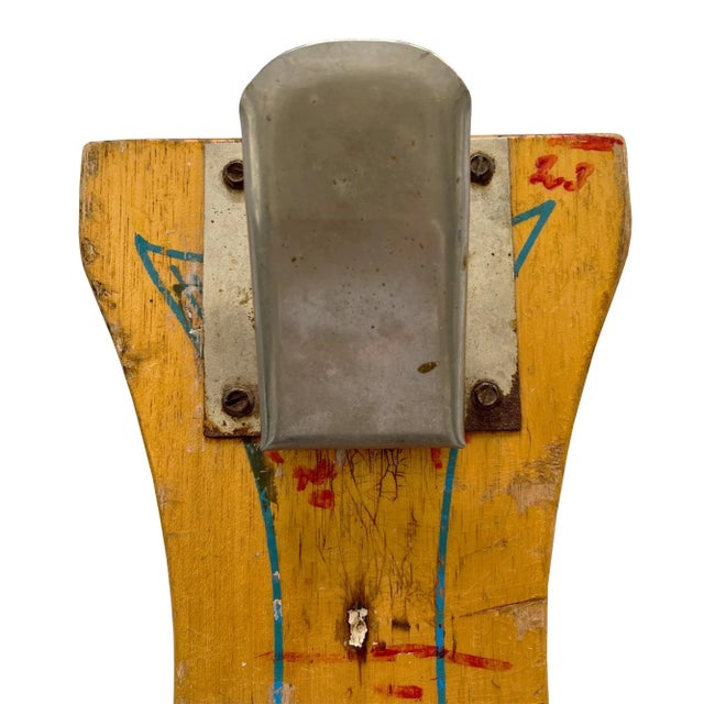 Wood Vintage Wooden Fish Filleting Board With Metal Clamp – Nautical Folk Art For Sale - Image 7 of 8