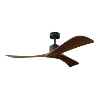 Linari Forester 52 Ceiling Fan - Black With Walnut Finish Wood Blades For Sale