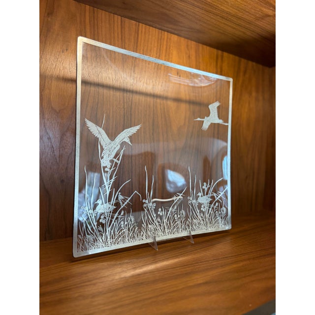 Metal Mid 20th Century Barware Rockwell Silver Glass Ducks & Reeds Sterling Silver Overlay Set of 25 With Platter and Pitcher For Sale - Image 7 of 12