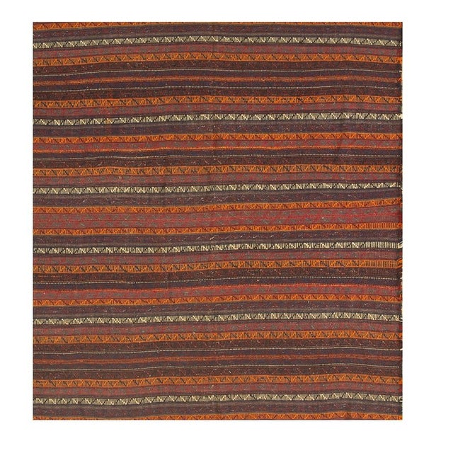 1950s Vintage Turkish Kilim Geometric Modern Hand-Woven Wool Flat-Weave Rug C. 1950s For Sale - Image 5 of 5