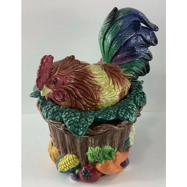 Fitz and Floyd Fitz & Floyd Classics Ceramic Rooster Basket Canister For Sale - Image 4 of 8