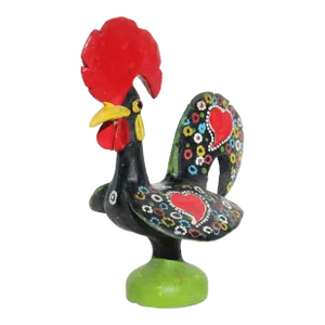 19th Century, Hand Painted Earthenware Small Rooster Figurine, Portuguese