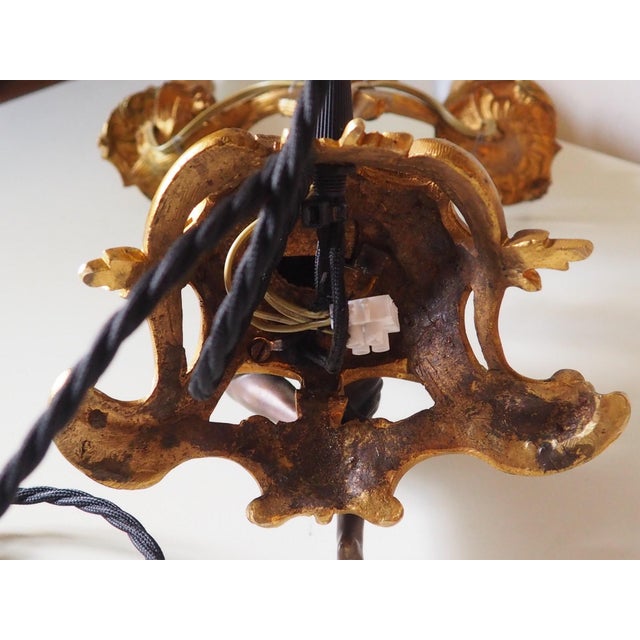 Antique Victorian Rococo Revival French Bronze Harpist Candelabra Table Lamp, 1870s For Sale - Image 16 of 18