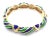 Vintage Tiffany & Co. 18k Yellow Gold Green Blue Enamel Bangle Bracelet For Sale - Image 9 of 10