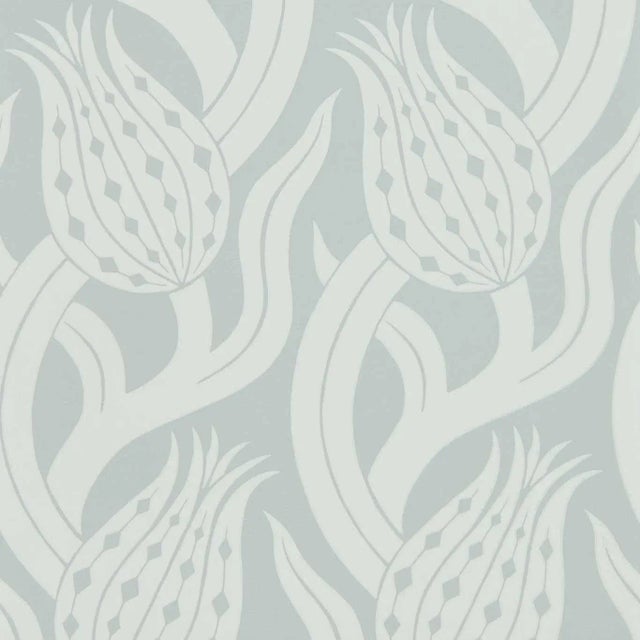 Zoffany Persian Tulip Wallpaper in Quartz Grey - a Sample For Sale