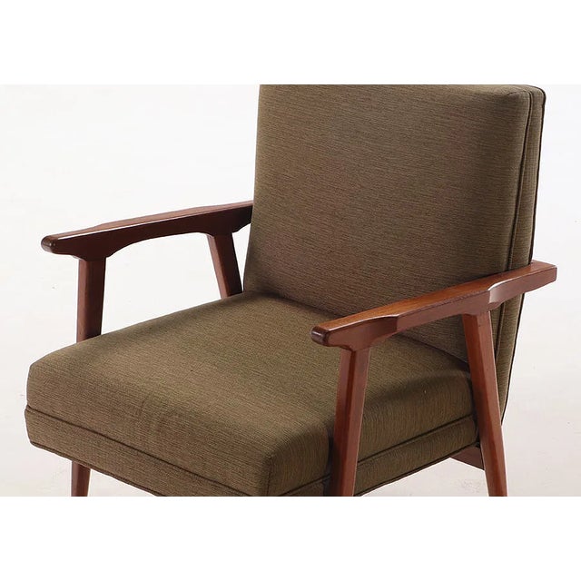 1950s Pair of Walnut Open Arm Chairs, C. 1950 For Sale - Image 5 of 8