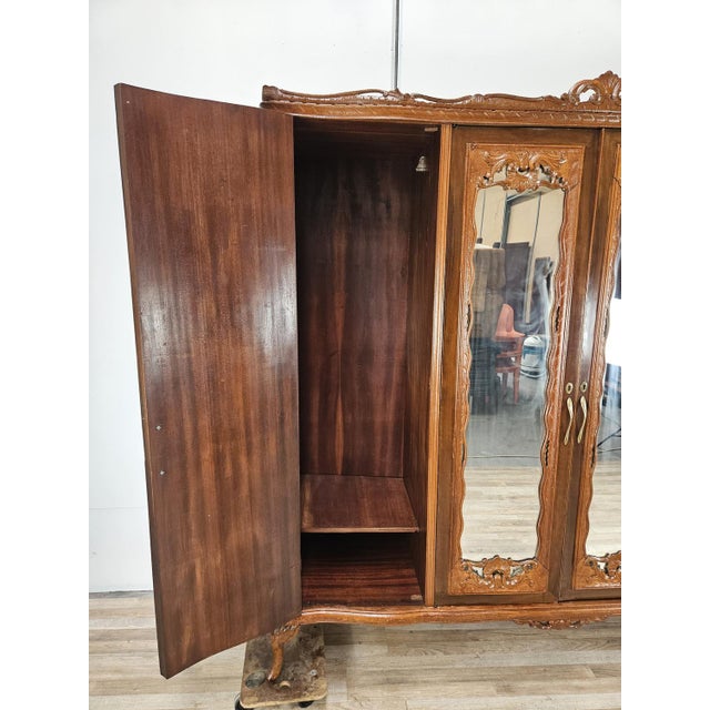 Chippendale Style Walnut and Maple Wardrobe, 1930 For Sale - Image 13 of 18