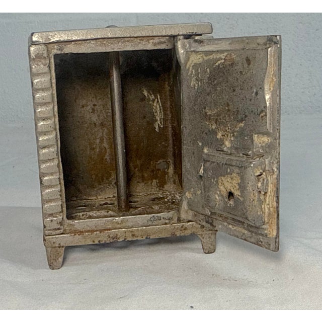 Antique Early 1900's Cast Iron Rival Star Safe Lock Deposit Coin Still Bank For Sale - Image 9 of 9