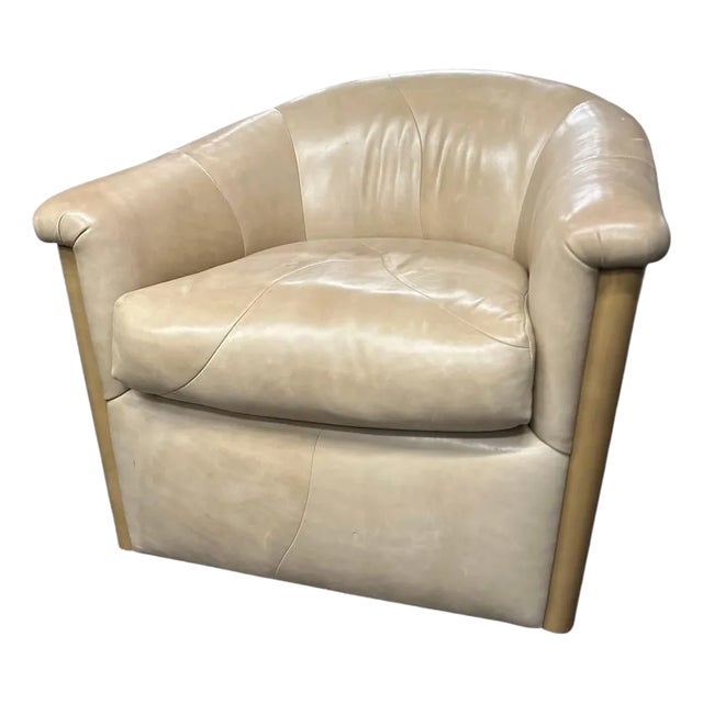 Art Deco J. Robert Scott Beige Leather Club Chair For Sale