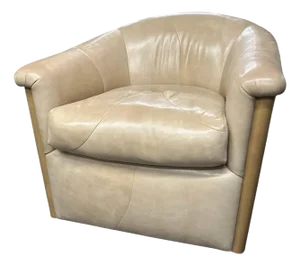 Art Deco J. Robert Scott Beige Leather Club Chair