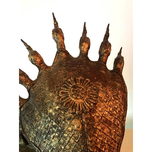 Metal Antique Buddha under Naga Sculpture from Thailand For Sale - Image 7 of 11