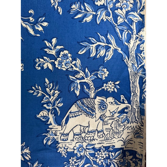 Clarence House / Hill House Ile Des Elephant Cobalt Blue Linen Fabric 13 Yards For Sale In Raleigh - Image 6 of 6