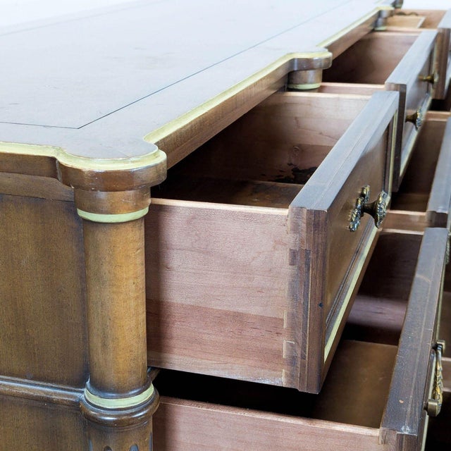Wood Vintage Dixon-Powdermaker Vintage 9-Drawer Wood Dresser With Brass Accents For Sale - Image 7 of 11