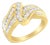 10K Yellow Gold 3/4 Cttw Channel Set Round and Baguette-cut Diamond Double Shank Bypass Ring (J-K Color, I1-I2 Clarity), Size 7.25 For Sale
