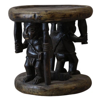 Vintage Baule Wood Side Table For Sale