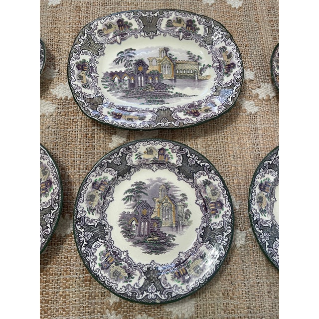 Ceramic 1910s Lot of Petrus Regout & Co. Maastricht Abbey Dinner Plates Platter Plates Dishes For Sale - Image 7 of 12