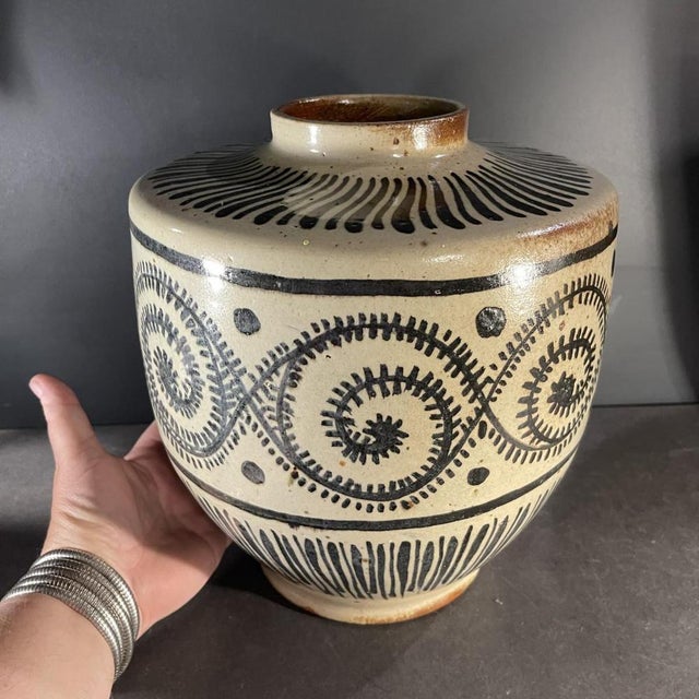An important art deco vase in salted stoneware made around 1930 by the painter baron pierre paulus de châtelet, assisted...
