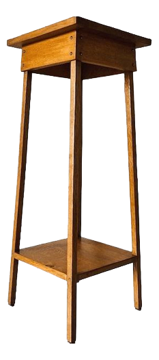 Antique Art and Crafts Pedestal Plant Table, 1890s