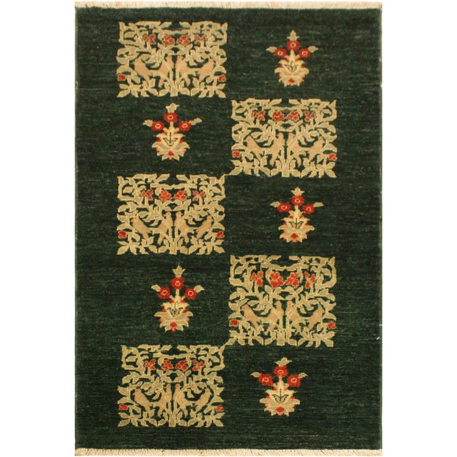 Green 1990s Modern Green/Rust Wool Rug - 3'1 X 4'9 For Sale - Image 8 of 8