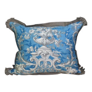 Blue Pillow Made with Antique Fabric For Sale