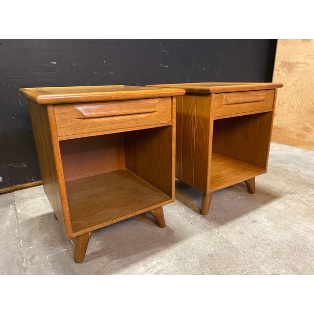 Mid-Century Modern 1950s Pair of Nightstands Attributed to Jack Van Der Molen For Sale - Image 3 of 9