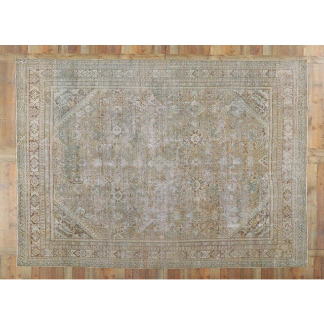 Tan Early 20th Century Antique Persian Mahal Rug, 09'00 X 12'06 For Sale - Image 8 of 9